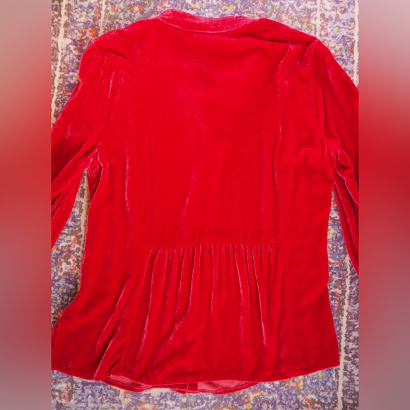 90s Vintage velvet long sleeve blouse phoebe buffay - Picture 4 of 6